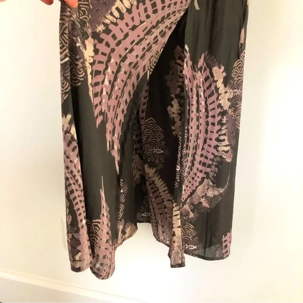 FREE PEOPLE Womens Long Sleeve Plunge Neckline Double Slit Maxi Dress Size XS